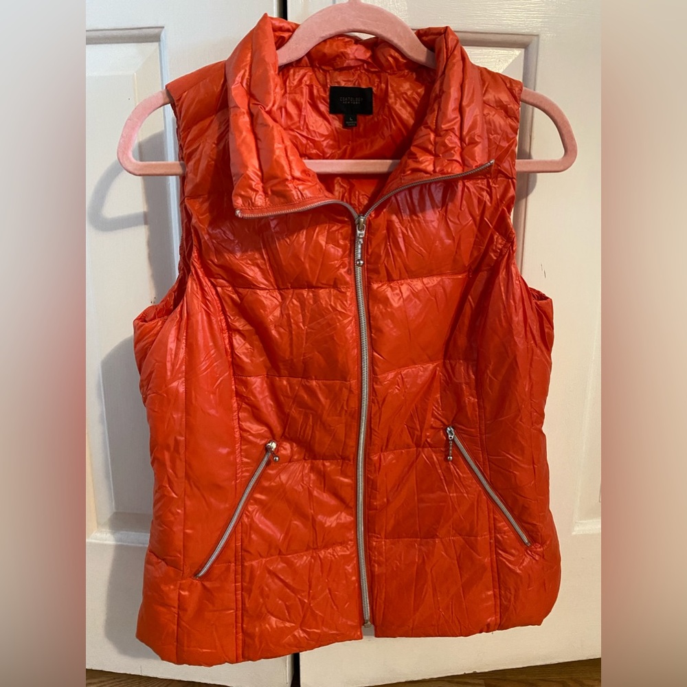 Coatology New York Orange Down Feather Puffer Vest Size Large